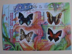 CONGO STAMP: 2013-COLORFUL LOVELY BUTTERFLY-MNH- S/S SHEET