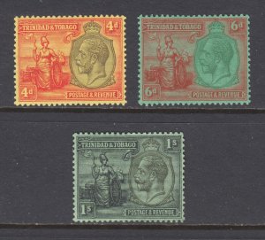 Trinidad & Tobago Sc 26, 28, 29, MLH. 1922-26 KGV Definitives, light offset