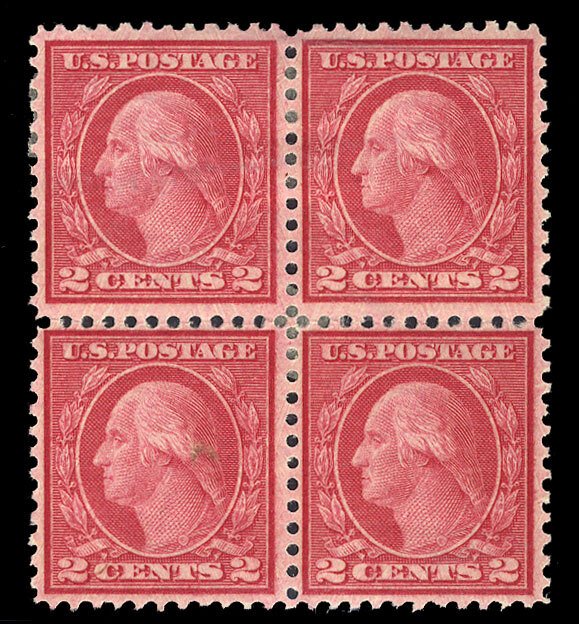 United States, 1910-30 #546 Cat$450, 1921 2c carmine rose, type III, block of...