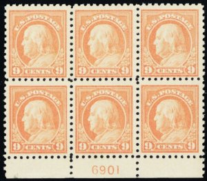 471, Mint NH 9¢ F/VF RARE Plate Block of Six Stamps CV $1375 - Stuart Katz