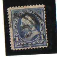 #264 Used VF 1c blue Franklin 1895 Issue Dble line Watermark