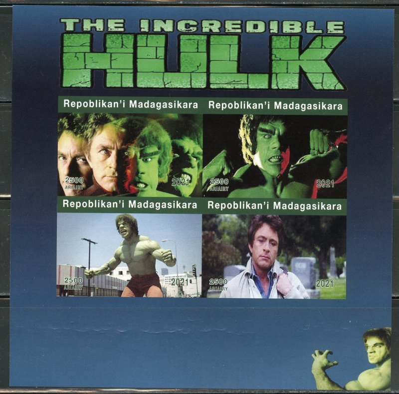 MADAGASCAR 2021 THE INCREDIBLE HULK  IMPERF SHEET MINT NEVER HINGED