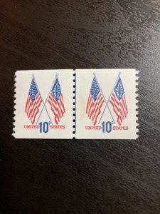 US SC# 1519 Flags Coil Pair MNH
