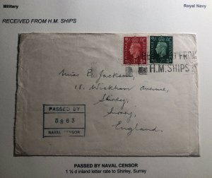 1940s HM Ship Royal Navy England Censored  Cover To Shirley