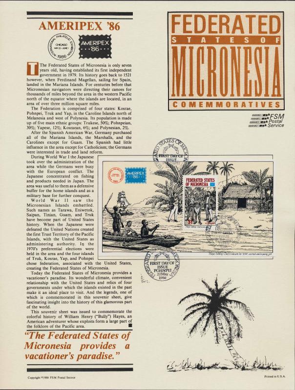 Micronesia C25 on Souvenir Page,  - Ship, William Hayes