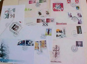 LITHUANIA FDC 11 DIFF.  & 3 SHEETLETS 1992-2008  CACHET UNADDRESSED