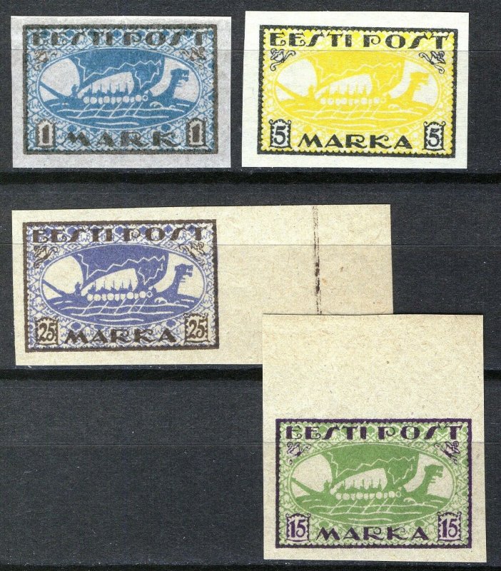 Estonia 1919-20, Vikingships, Mi 12y,13x, 23B, 24B, All MNH Cat +34,5€ (E10007)