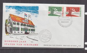 SURINAME, 1966 PARLIAMENT CENTENARY pair, unaddressed First Day cover. 