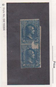 Scott # 79-E9 3c Blue Pair Loewenberg Decalcomania on Onion Skin Paper MNHNG