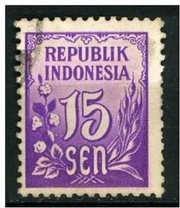 Indonesia 1951 - Scott 374 used - 15s, Numeral 
