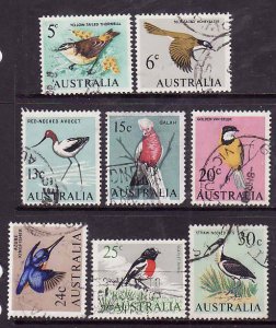 Australia-Sc#400-1,406-11- id10-eight used Birds-1966-71-