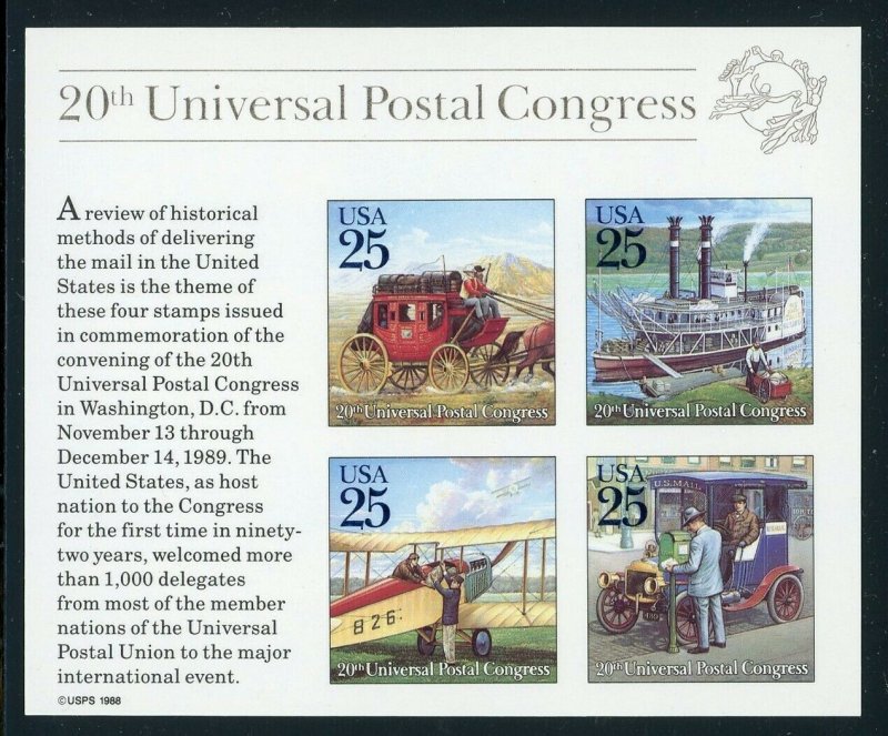 Scott 2438 20th Universal Postal Congress  MNH Souvenir Sheet