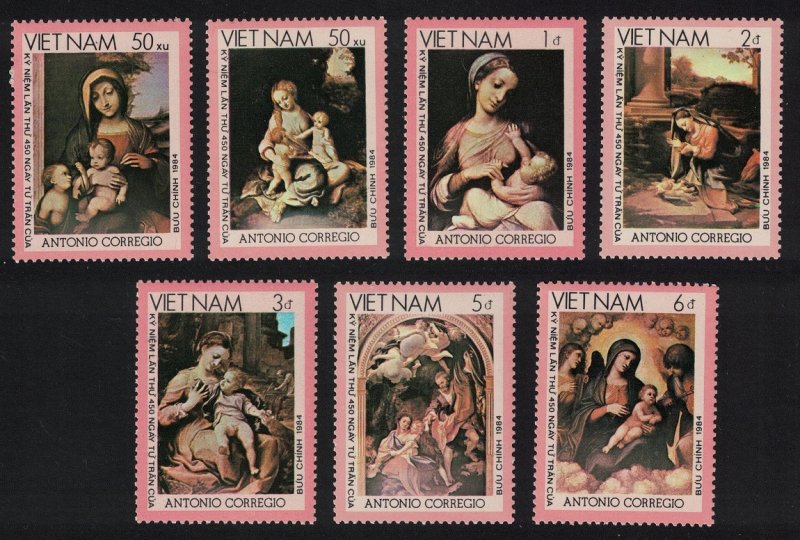 Vietnam Correggio Artist 'Madonna and Child' Paintings 7v 1984 MNH
