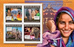 Guinea - Elephants - 4 Stamp  Sheet  - 7B-1503