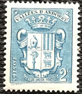 French Andorra *MH* #66 Single PM Coat of Arms L23