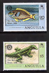 Anguilla 1980 Sc#389/390 ROTARY 75Th.Anniv.FISH/LIZARD Set (2) MNH