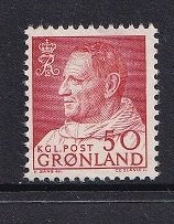 Greenland  #59  MNH  1965   Frederick IX  50o  red