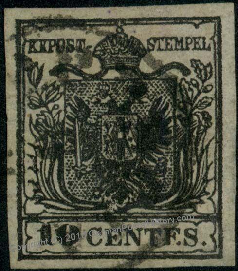 Austria Lombardia Venetia 1850 10c TIb Deep Black 39670