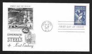 UNITED STATES FDC 3¢ America & Steel 1957 ArtCraft