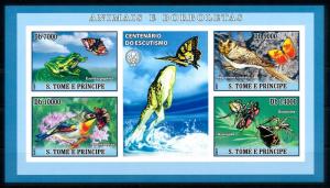 [96741] Sao Tome & Principe 2007 Butterflies Frogs Birds Imperf. Sheet MNH