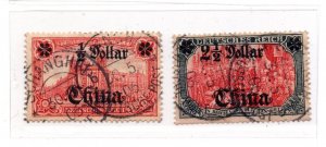 GERMANY OFFICES IN CHINA 1906 SCOTT # 53, 56 DOLLAR VALUES SHANGHAI CANCELS