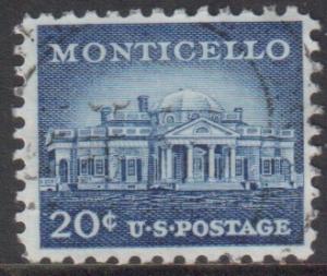 US Scott 1047, 1954 Liberty Issue 20c Monticello used