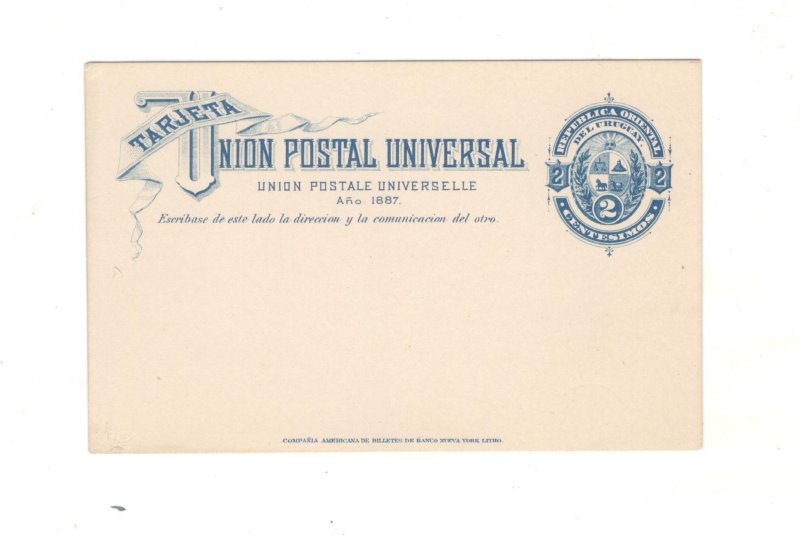 EARLY URUGUAY POSTAL CARD MINT ENTIRE