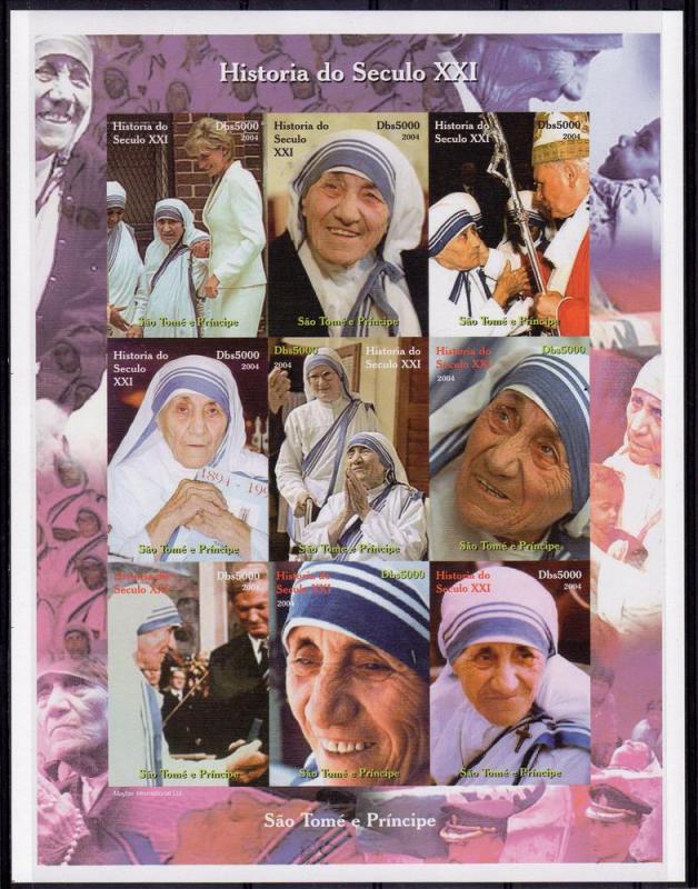 Sao Tome & Principe 2004 PRINCESS DIANA & MOTHER TERESA Imperforated Mint (NH)