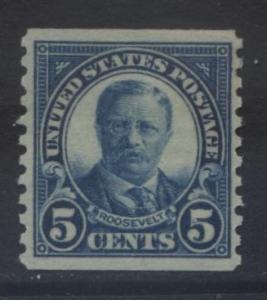 USA - Scott 602 - Roosevelt - 1924 - MLH- Dark Blue - 5c Stamp-Coil