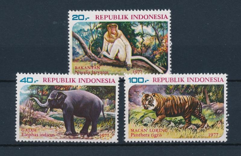 [39296] Indonesia 1977 Wild Animals Mammals Monkey Elephant Tiger MNH