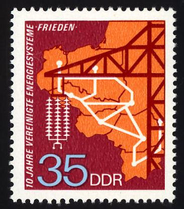 DDR Sc# 1484 Pylon & Map of Electrical Power System MNH