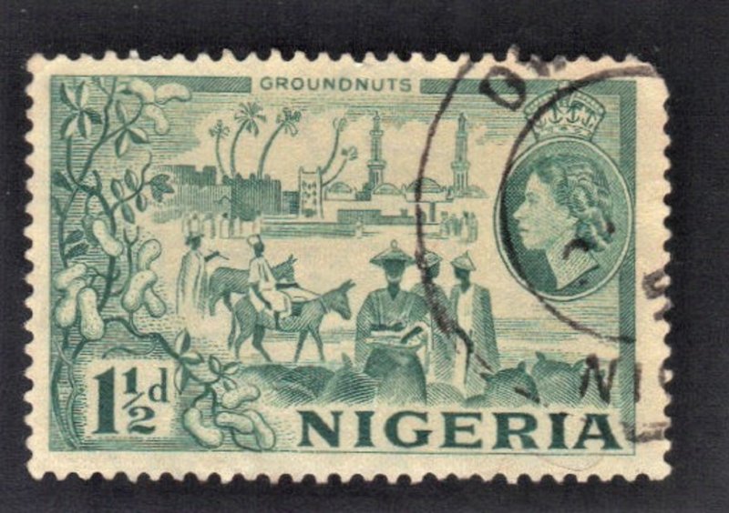 NIGERIA SCOTT #82 USED, 1 1/2p  ,1953