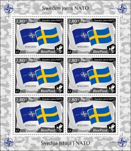 Lithuania 2024 Baltic - NATO sea Sweden joins NATO BeePost sheetlet MNH