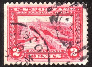 1913, US 2c, Panama canal, Used, Well centered, Sc 398