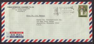 Singapore to Janesville,WI 1973 Airmail Cover Number Ten Size