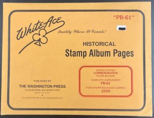 White Ace Historical Stamp Album US Commemorative Plate Blocks PB-61  2009 NEW