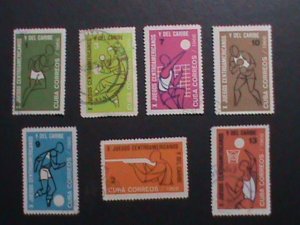 ​CUBA-1966-SC#1111-7 VERY OLD CUBA STAMPS-10TH CENTRAL AMERICA GAMES USED-VF