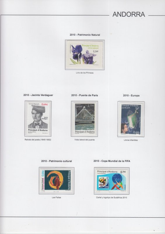 Spanish Andorra Complete Collection 1980-2011 MNH Luxe. Shipped without pages