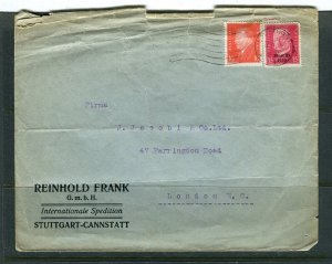 GERMANY; 1930 LETTER/COVER fine used Hindenburg issue stamp to London