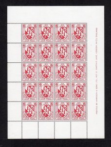 HERM: 1954 6d COMPLETE UNMOUNTED MINT SHEET OF 20