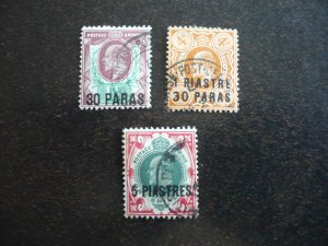 Stamps -British Office in Turkey-Scott#26,29,31- Used Part Set of 3 Stamps