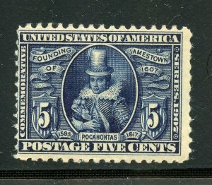 UNITED STATES  SCOTT #330 5c JAMESTOWN  F/VF  MINT NH  OG-SCOTT $330.00