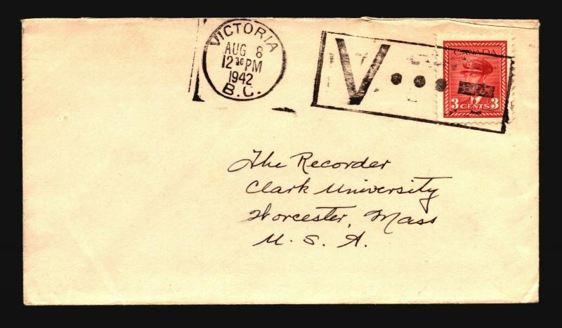 Canada 1942 Cover / V For Victory Cancel - Z15385