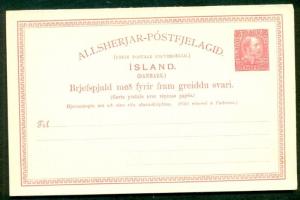 ICELAND Double Card #18, 10aur + 10aur Chr. IX, unused,