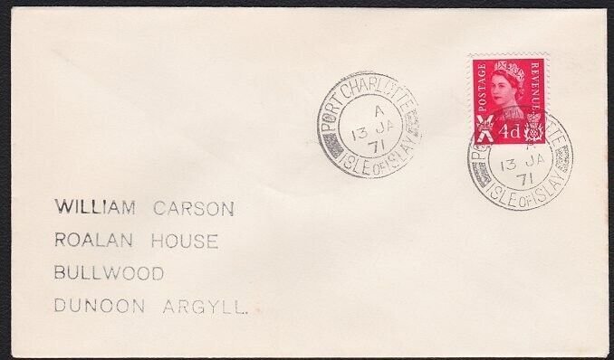 GB SCOTLAND 1971 cover PORT CHARLOTTE / ISLE OF ISLAY cds..................a9003