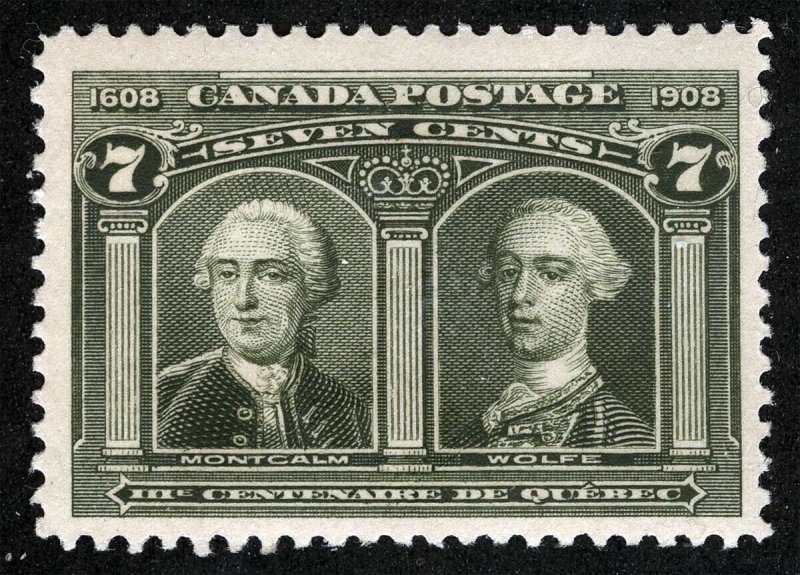 Canada Sc 100 Olive Green 7¢ Light Hinge Original Gum