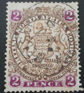 Rhodesia 1896 Two Pence with MELSETTER Month Day (SC) postmark