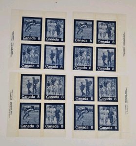 Canada 1974 Keep Fit  Summer Sports #632a MS Of Plate Blocks MNH