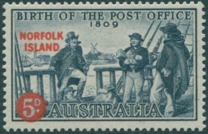 Norfolk Island 1959 SG23 5d on 4d Post Office MNH