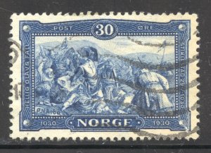 Norway Scott 153 Used H - 1930 Death of King Olaf in 1030 - SCV $5.00
